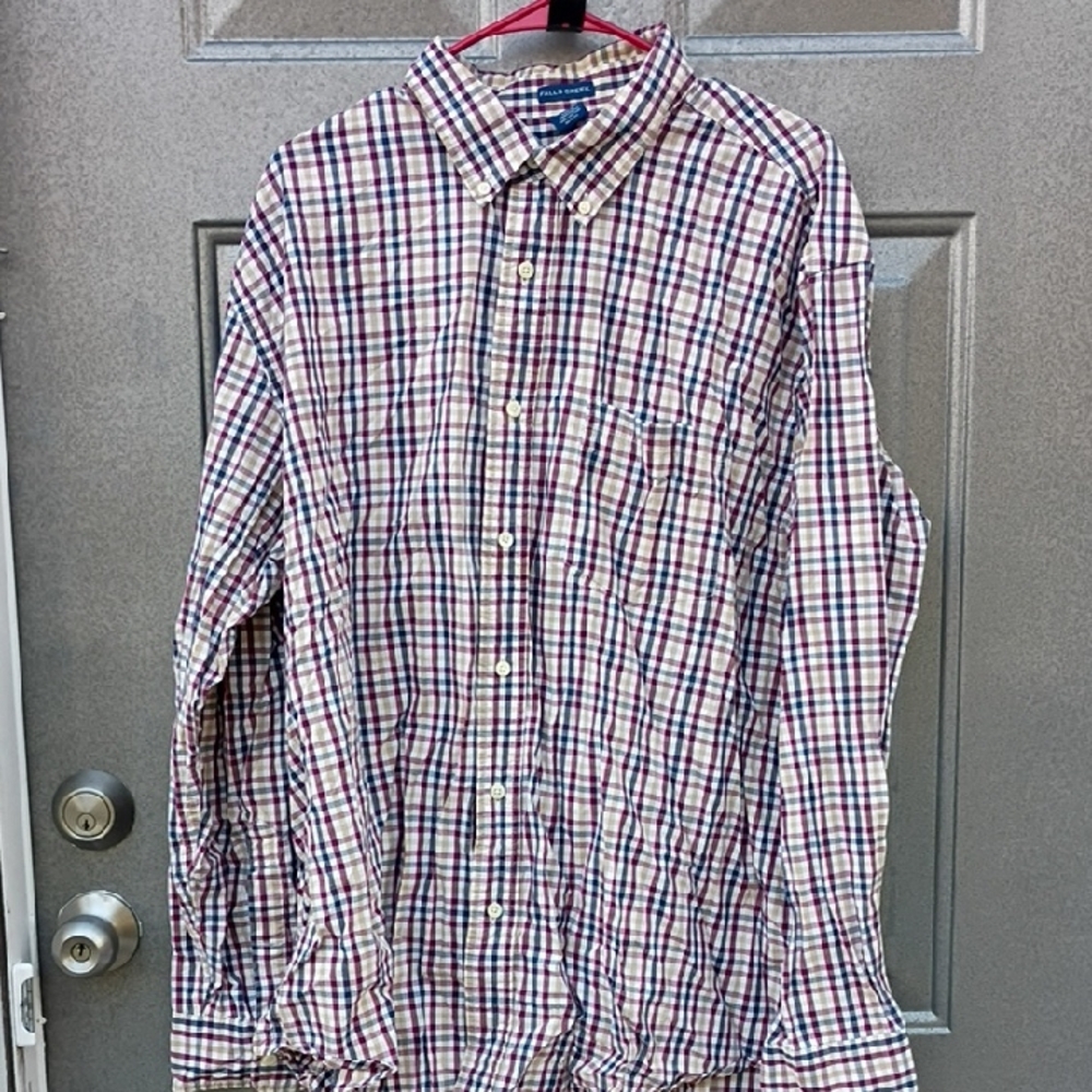 Falls Creek Red and Blue Plaid Button Down Shirt Men's Size 2XL